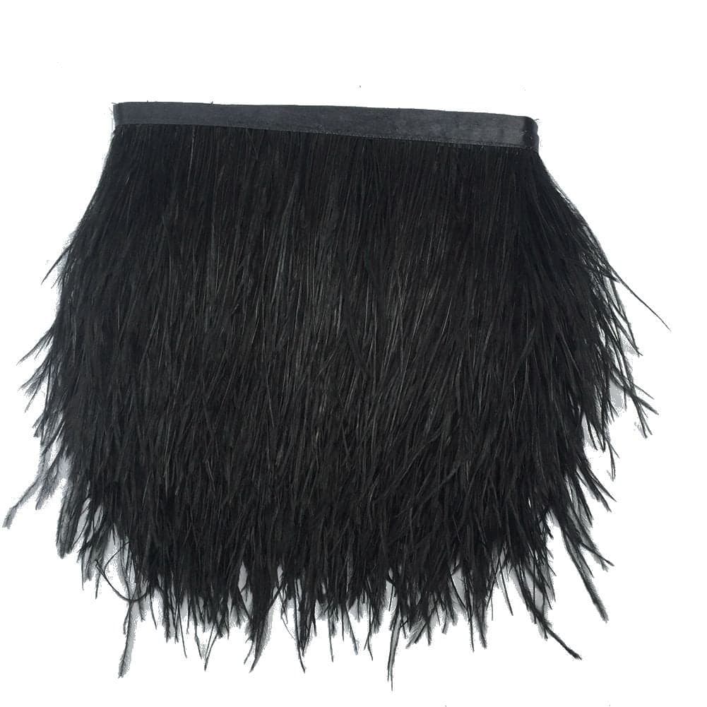 Shekyeon Ostrich Feather Trim Fringe Used Wedding Sewing Crafts Costumes Decoration Pack of 2 YardsBlack