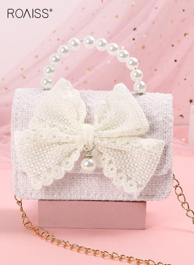 Women Stylish Handbag with Top Handle and Magnetic Buckle, Large Capacity Shoulder Bag with Big Bowknot, Elegant Chic Crossbody Bag for Girls and Ladies, Ideal for Dating, Shopping and Everyday Use, 15*7*9.5cm