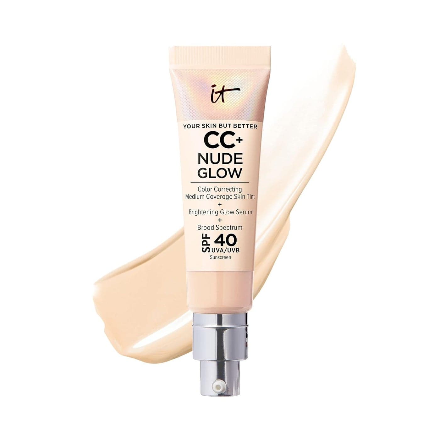 IT Cosmetics CC Nude Glow Lightweight Foundation Glow Serum with SPF 40 With Niacinamide Hyaluronic Acid Green Tea Extract 108 fl oz