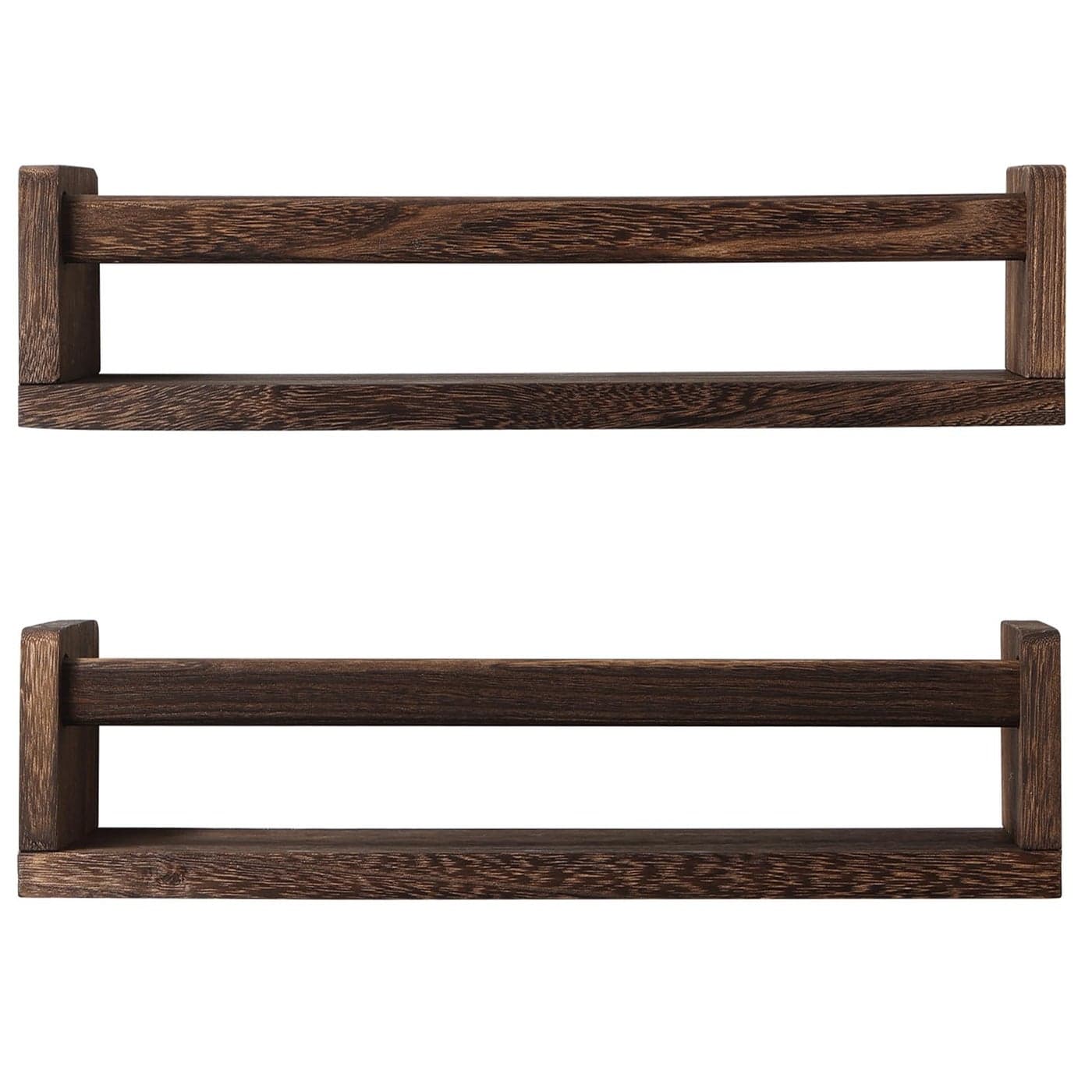 JORIKCHUO Nursery Book Shelves Set of 2 Wood Floating Book Shelves for Kids Room Kitchen Spice Rack or Rustic Wall Mounted Shelves for Farmhouse Bathroom Decor Carbon Brown