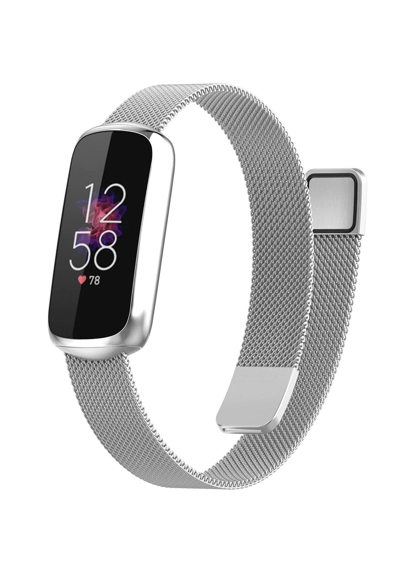 Stainless Steel Mesh Replacement Band Compatible with Fitbit Luxe (Silver)