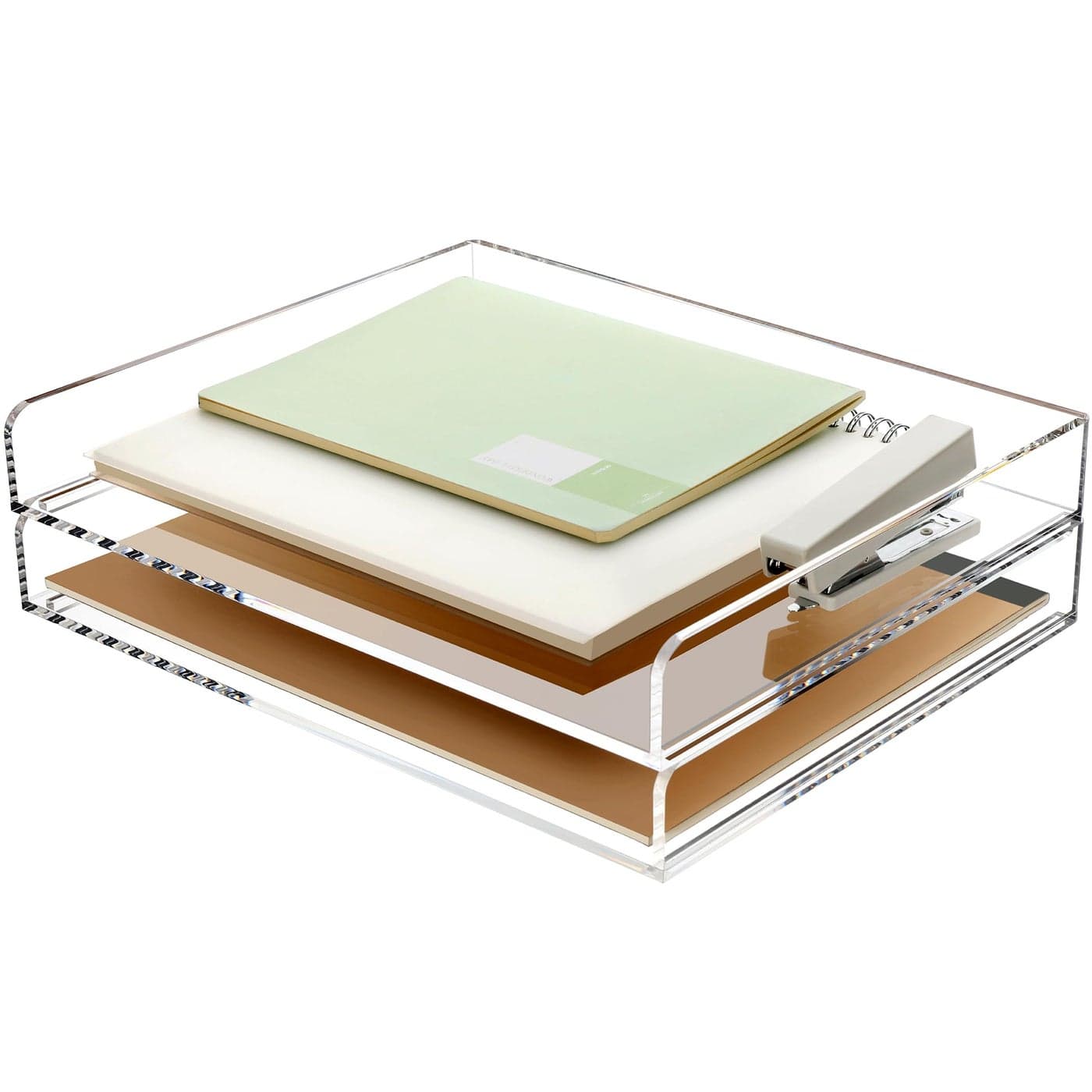 2 Pack Stackable Paper Letter Tray A4 File Tray Desk Organizer Acrylic Desk Organizers and Accessories Sorter Clear Workspace Office Supplies Organizers 124inx886inx346in