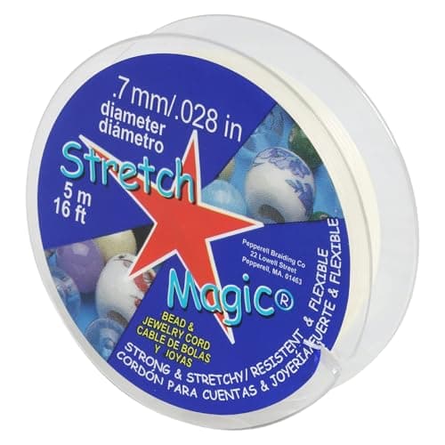Stretch Magic Elastic Beading Cord – Pearl Color, 0.7mm in Diameter, 5-Meter (16 ft) - Easy to Knot, Strong & Stretchy String for Making Beaded Jewelry