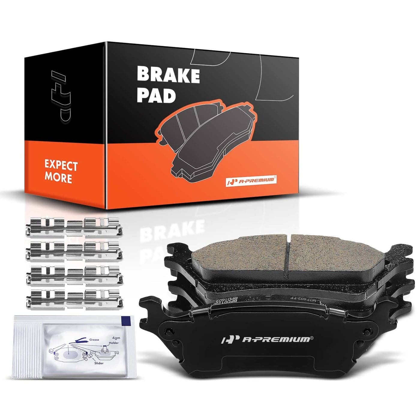 APremium Rear Ceramic Disc Brake Pads Set Compatible with Select Ford Models for F150 2012 2013 2014 2015 2016 2017 2018 2019 2020 with Hardware 4 Pcs