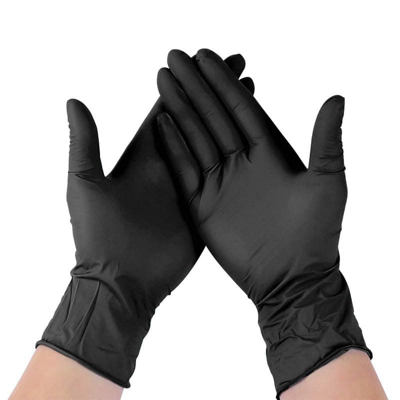 Voblin Cleaning Hand Gloves Food Grade, Non Tearable, CE & FDA Approved (Box of 50), Made in Malaysia (Large) Black