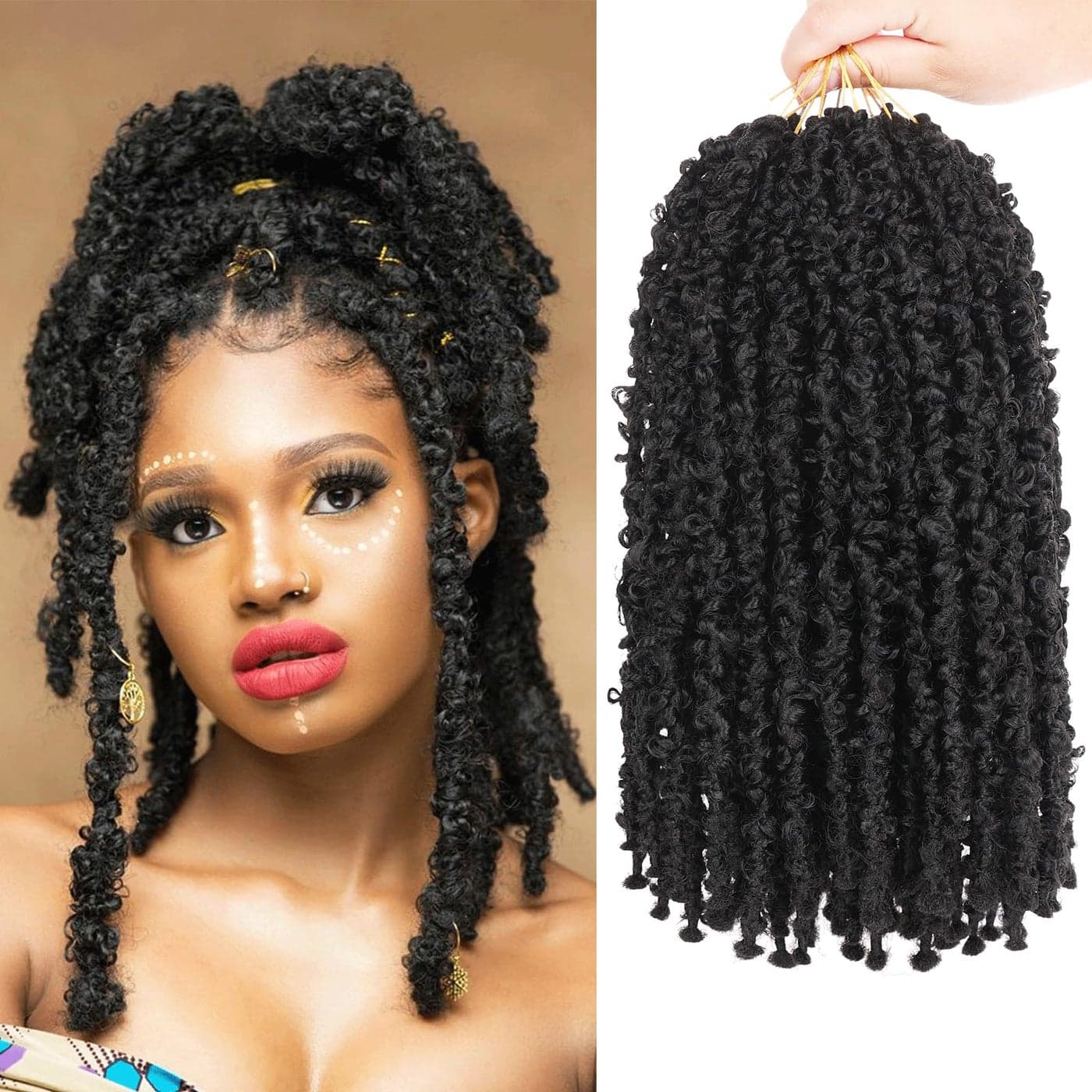 Leeven 12 Inch Pretwisted Butterfly Locs Crochet Hair Short Bob Butterfly Distressed Braids Hair 6 Packs Prelooped Messy Distressed Faux Locs Hair for Women 12 Inch 1B