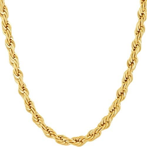 LIFETIME JEWELRY 6mm Rope Chain Necklace for Women and Men 24k Real Gold Plated (36 inches, 1 - Gold Plated)