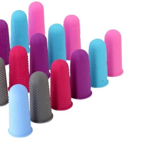 Finger Protectors Flex Series 18Pack Silicone NonStick Finger Covers All in Size Medium 3 of Each Color in 6 Colors for Hot Glue Sewing Wax Rosin Resin Honey Adhesives