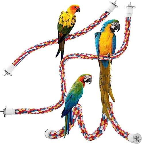 Jusney Bird Rope PerchesParrot Toys 33 inches Rope Bungee Bird Toy 33 inches1 Pack