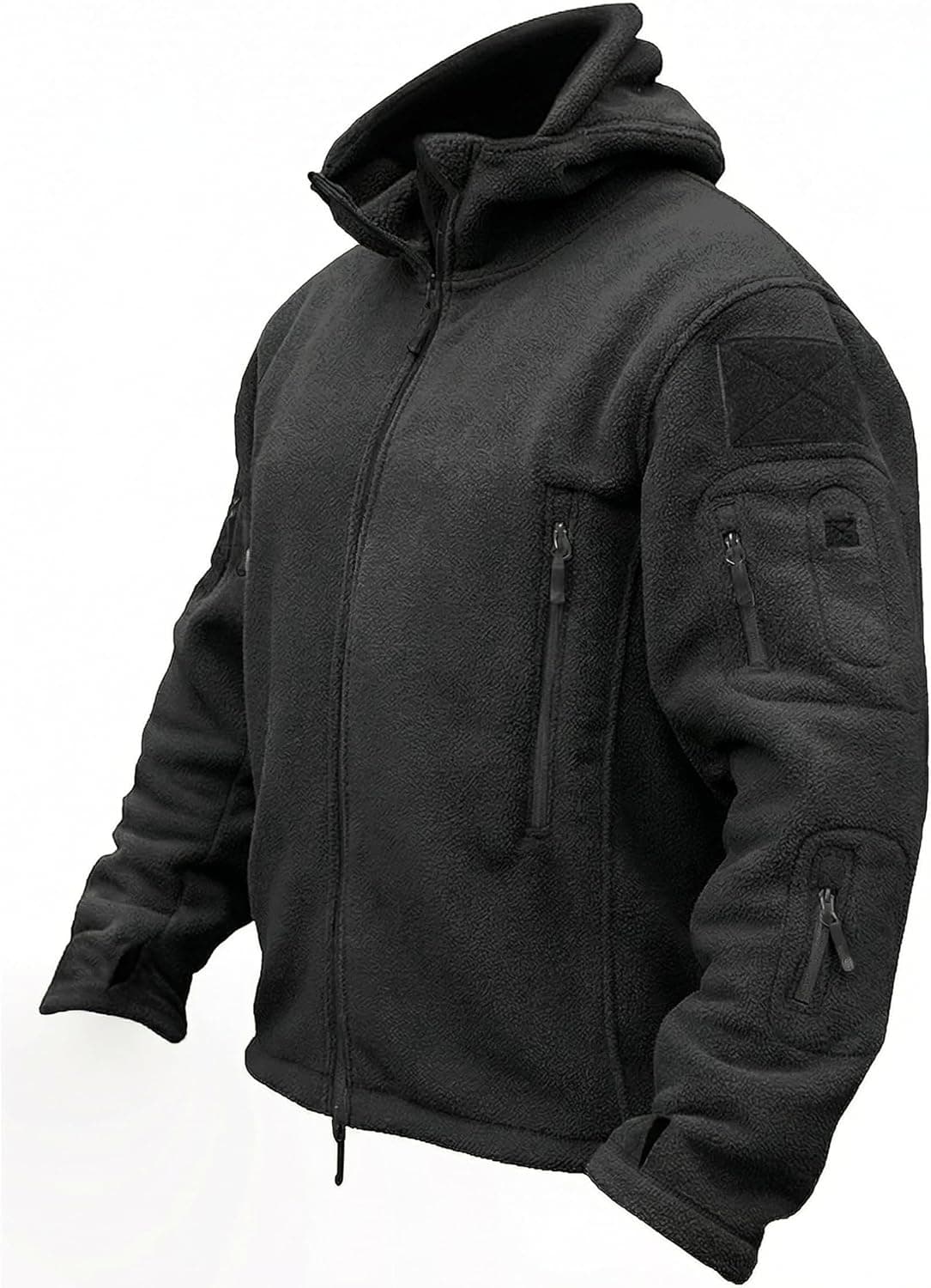 TACVASEN Men's Tactical Fleece Jacket - Windproof Full Zip Military Hoodie - Black - XL