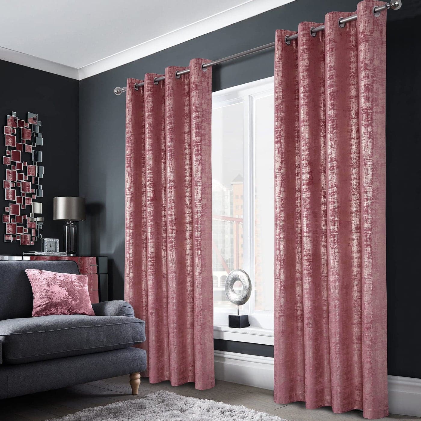always4u Wild Rose Soft Velvet Curtains 63 Inch Length Luxury Bedroom Curtains Gold Foil Print Window Treatments for Living Room Set of 2