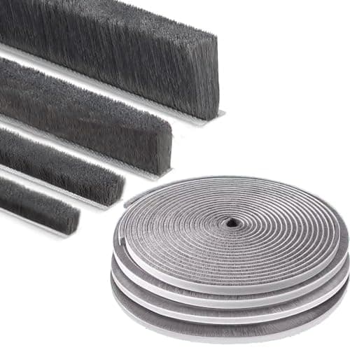 ZOMPAGO Brush Weather Stripping Door Seal -0.4 inx0.4inx33FT,Effective Weather Stripping for Doors & Windows, Insulation Strip for Gap Filling,Draft Stopper for Exterior Doors, Window Seal,Conditioner