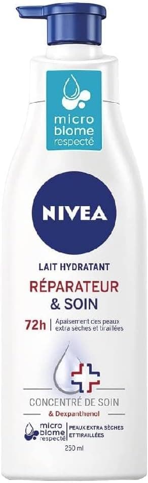 NIVEA Repair Care Repair Lotion for Body for Very Dry Skin 1 x 250 ml Moisturising Body Milk with Glycerin Provitamin B5 Niacinamide Moisturising Cream for Rough Skin Extra