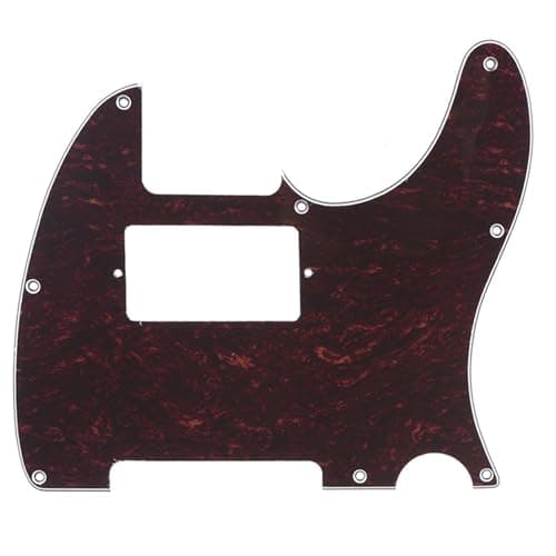 Musiclily 8 Hole Humbucker Tele Pickguard HH Guitar Scratch Plate for Fender USA/Mexican Standard Telecaster Electric Guitar, 4Ply Red Tortoise