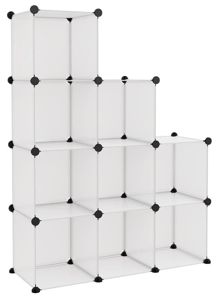 9 Cube Plastic Shoe Storage Organizer Units, Stackable Shoe Organizing Rack, Closed Shoe Organizer Boxes Bins with Doors, Space Saving Shoe Storage Cabinet