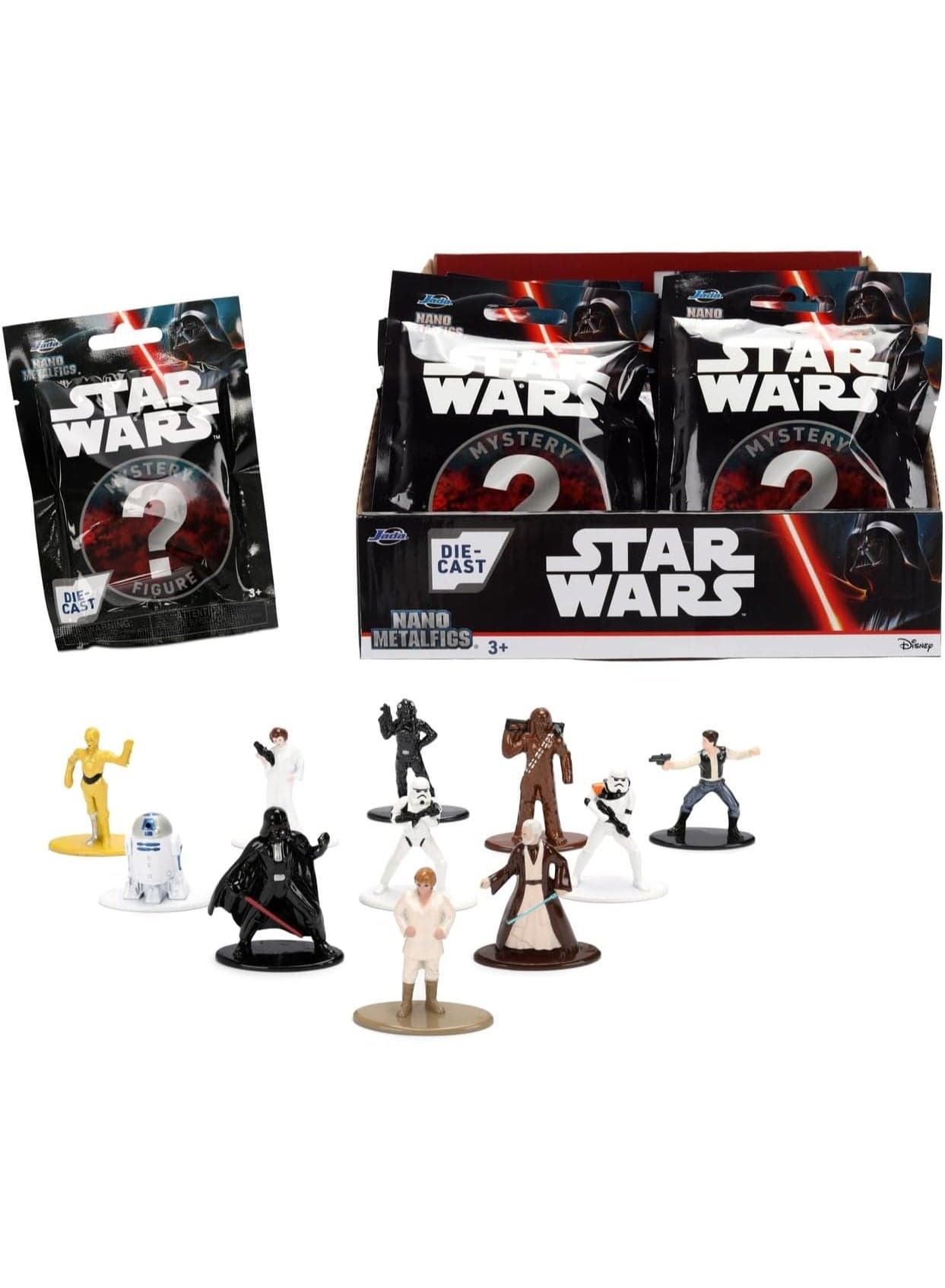Star Wars Figure (1 Piece) - 1 of 13 Mini Collectible Figures in Blind Pack, Approx. 4 cm Tall, Made of Metal, Painted in Love, for Fans and Collectors from 3 Years