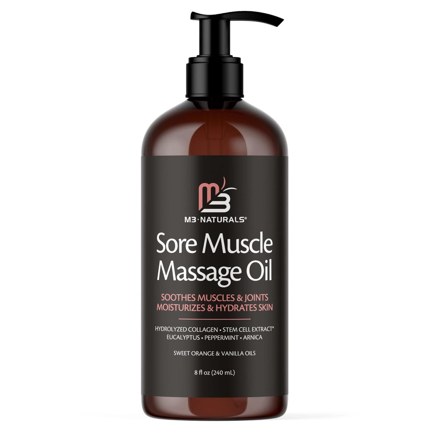 M3 Arnica Sore Muscle Massage Oil with Collagen Stem Cells and Menthol AntiCellulite Therapy for Full Body FastAbsorbing Multipurpose Treatment