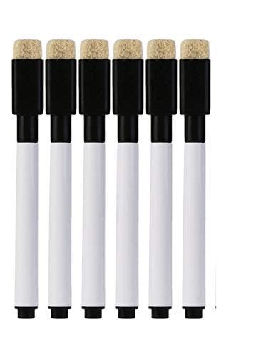 deziine.Fx Set Of 6 Black Magnetic Whiteboard Pen Erasable Marker Office School Stationery Supplies