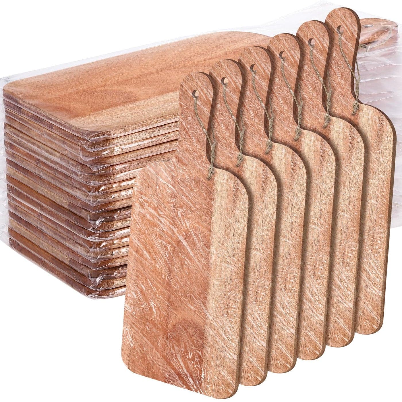 Irenare 18 Pcs Plain Cutting Board Set with Handles Laser Engraving Wooden Charcuterie Kitchen Serving Chopping Board Bulk for DIY Housewarming Mothers Day GiftsAcacia15 x 7 Inch