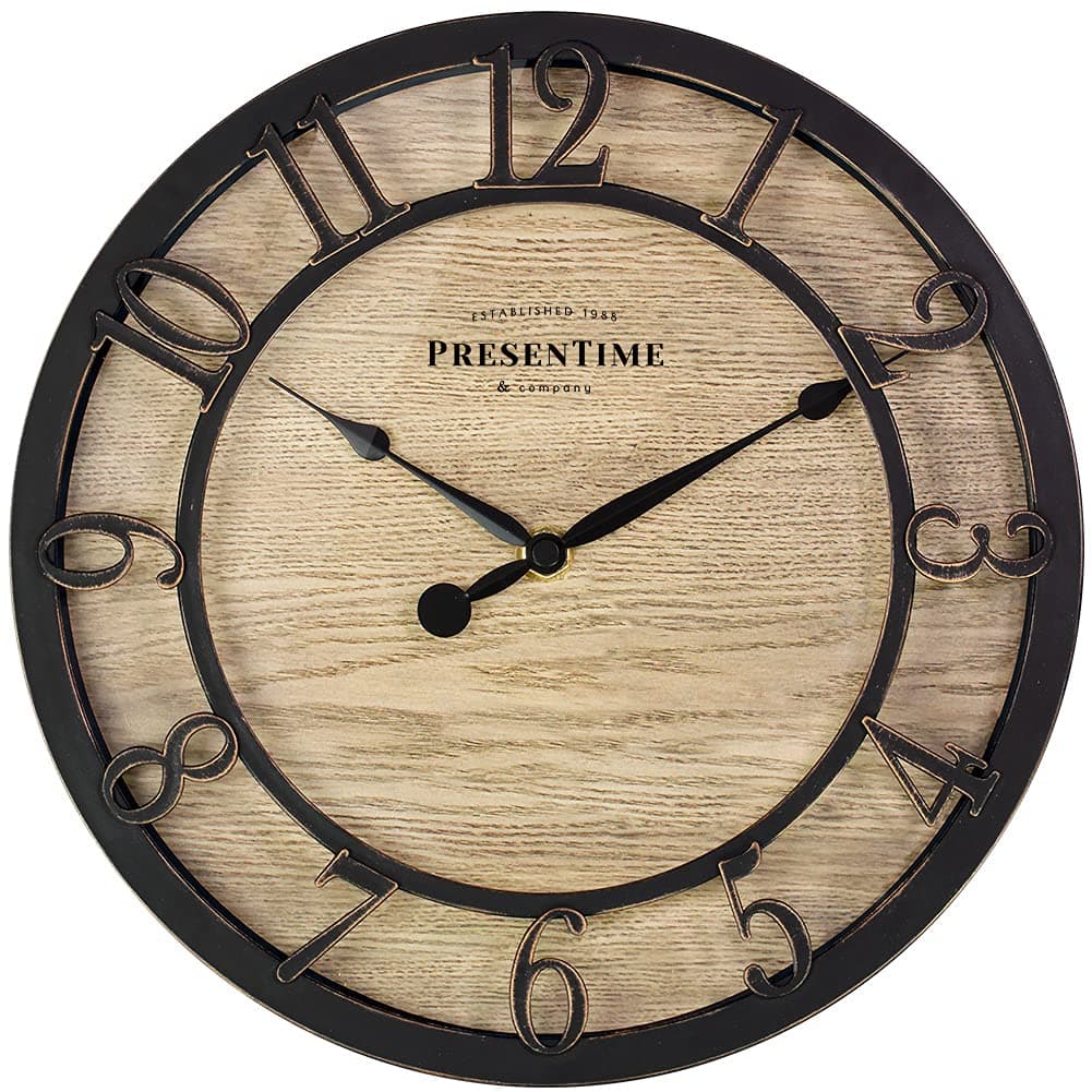 Presentime Co 10 Farmhouse Series Wall Clock Cottage Style Vintage Design Oil Rubbed Bronze