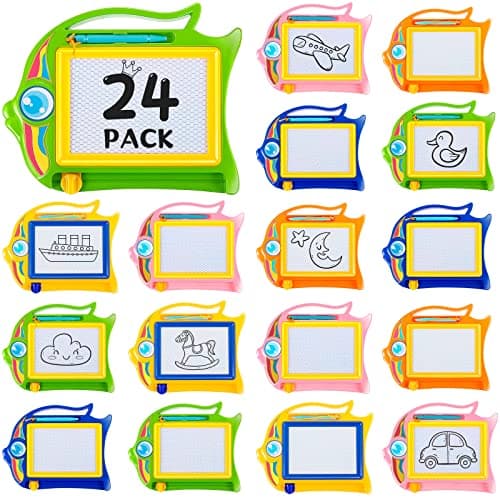 24 Pcs Mini Magnetic Drawing Board for Kids Erasable Doodle Board Tablet Colorful Sketch Writing Pad for Classroom Rewards Prizes Birthday Party Favors Goodie Bag Stuffers