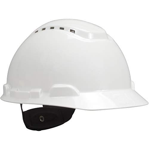 3M Hard Hat, White, Lightweight, Vented, Adjustable 4-Point Ratchet, H-701V