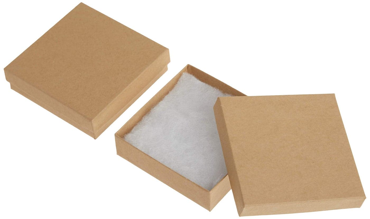 Beadaholique 16Piece Kraft Square Cardboard Jewelry Boxes 35 by 35 by 1Inch Brown