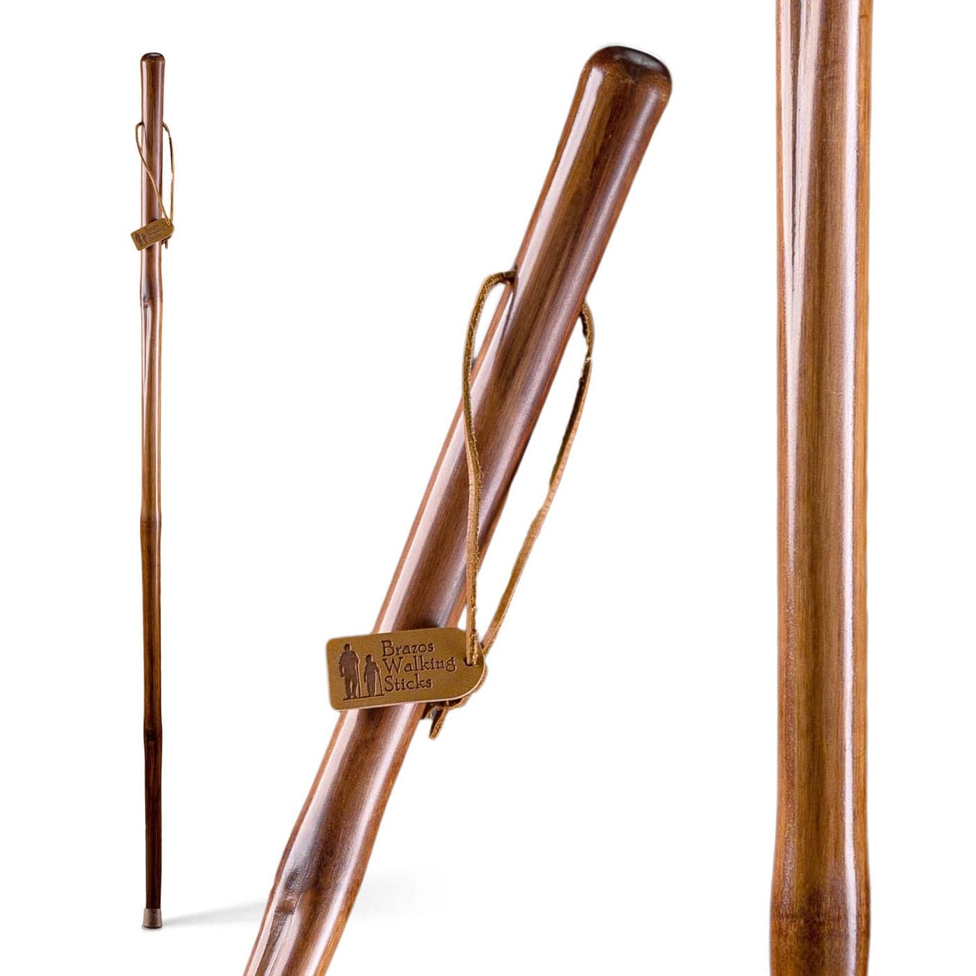 Brazos Rustic Wood Walking Stick Bamboo Traditional Style Handle for Men Women Made in the USA Red 58