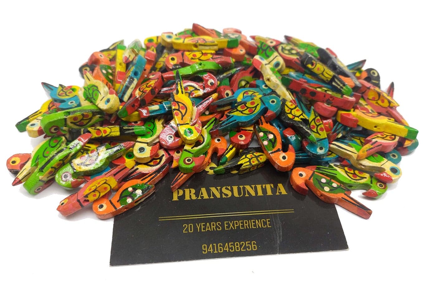 PRANSUNITA Wooden Parrot Beads (3.5 cm) Used for Art and Crafts, Dresses, Beading, Pendant Jewelry Making, DIY Crafts & School Project etc Pack of 50 - Color Multicolored