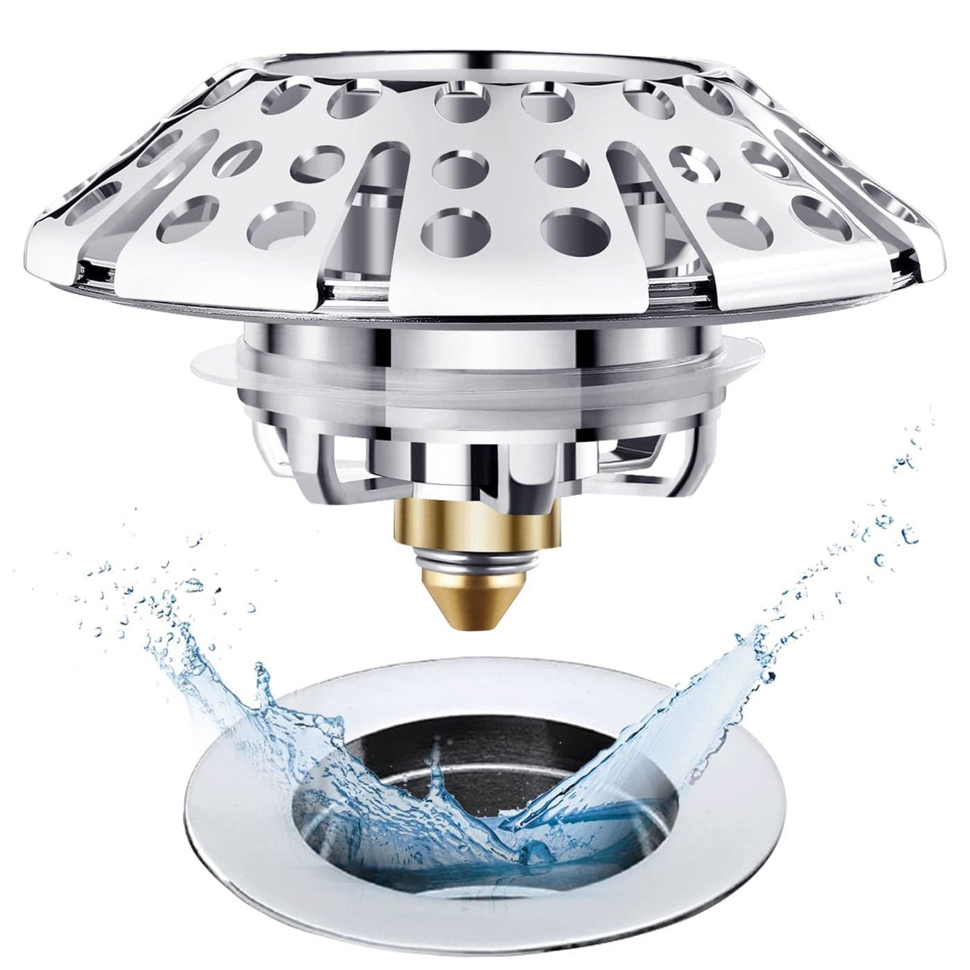 AzWzz Universal Tub Stopper Bathtub Drain Plug Pop Up Tub Drain Hair Catcher Drain Cover with Strainer for 138 to 2in Bath Drain Hole
