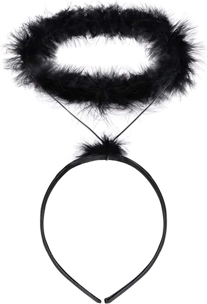 Funcredible Angel Halo Headband Black Feather Accessory for Adults Teens and Kids Angel Costume Headwear