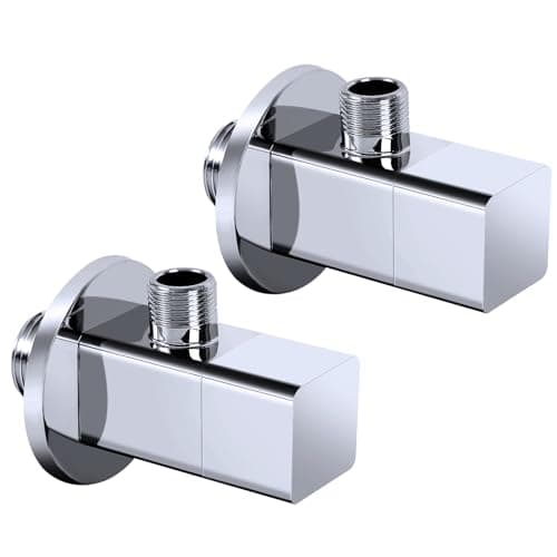 Hettecy Angle Valve NPT 12 Inlet x 38 Outlet Heavy Duty Quarter Turn Angle Shut Off Valve Squared Body Water Control Valve Chrome 2 Pack