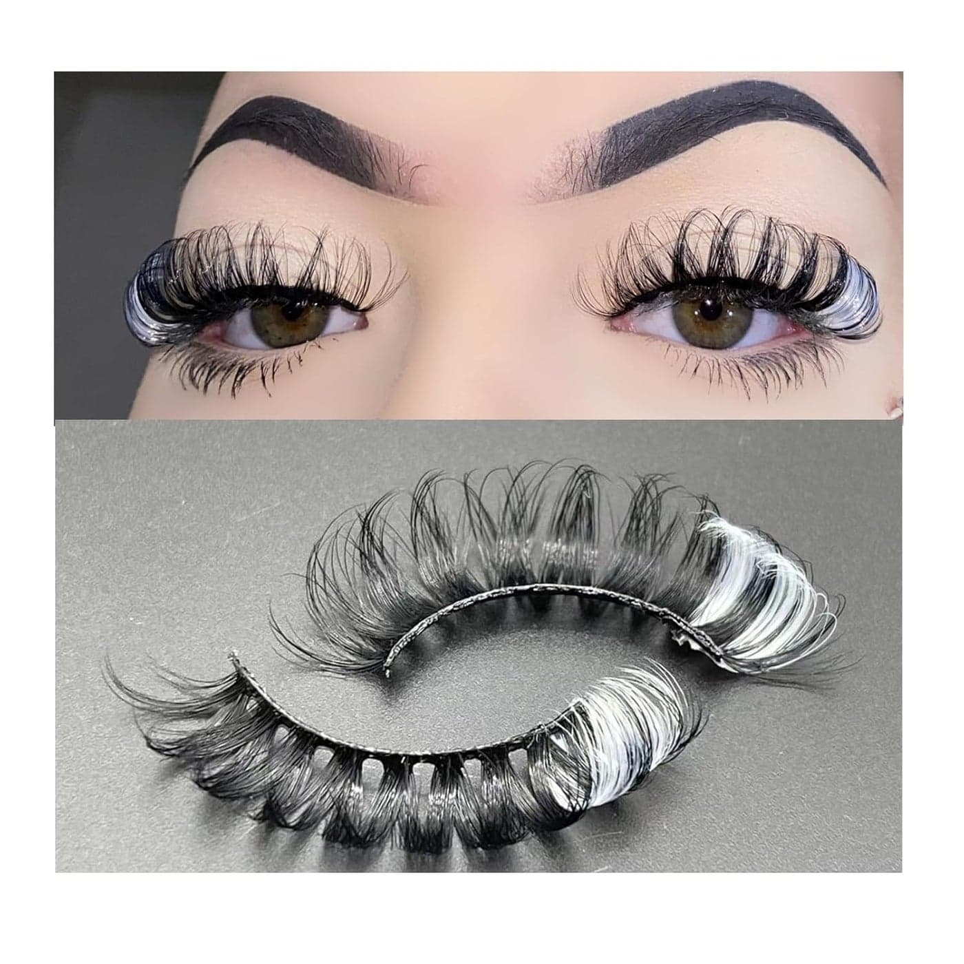 Miss Kiss Eyelashes 1 Pair Lashes with Color White Russain D Curl False Eye Lash Soft Wispy Manga Eyelash Strip Natural Look 3D Faux Mink Fairy Eyelashes 16 MM (White)