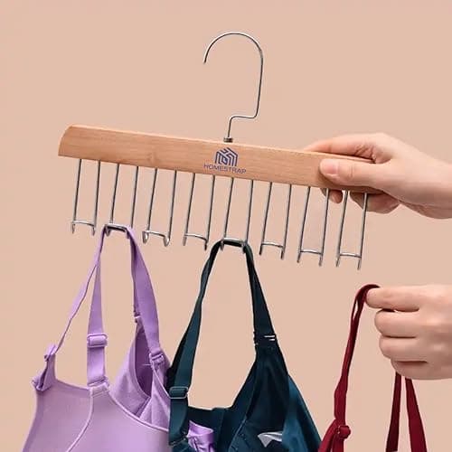 Homestrap Multi Hook Hanger (Pack of 2)| 8-in-1 Lotus Wood Tie and Belt Hanger, Space-Saving, Lightweight and Sturdy