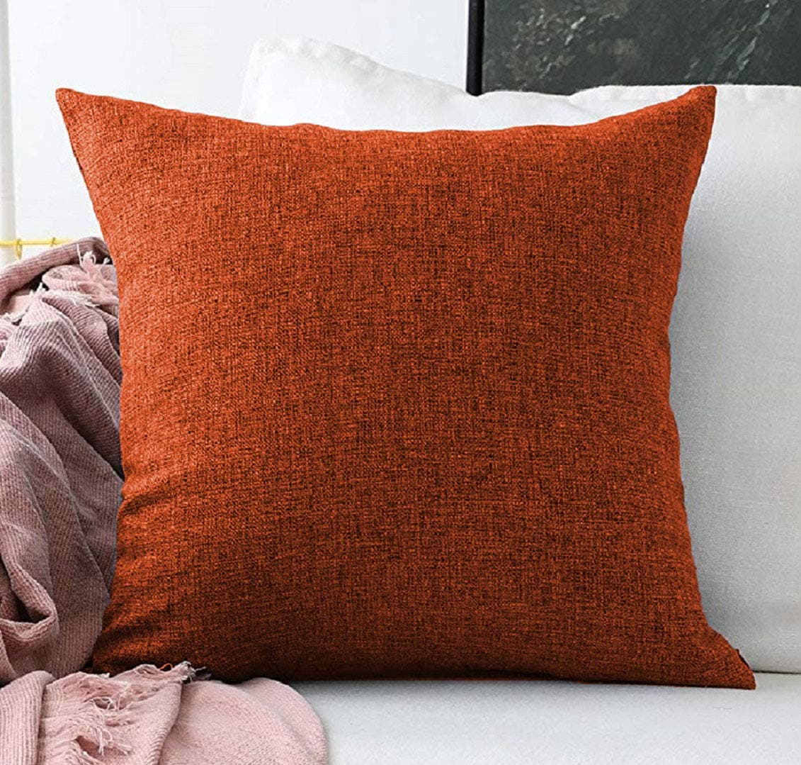 Khooti Jute Cushion Cover | 22x22 | Orange | Set of 1 | Throw Pillow Cover for Couches, Chairs, Sofas, Beds, Coffee Tables, Living Rooms, Bedrooms, Modern Boho Design