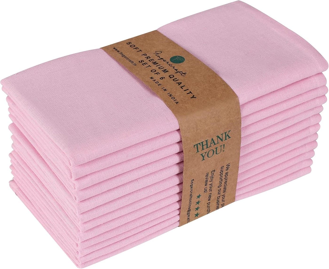 FINGERCRAFT Cloth Dinner Napkins Cotton Linen Fabric Soft Set of 12 Plain Reusable Washable for Dining Party Table Decoration 18x18 Inch Pastel Rose