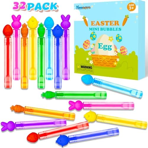 Easter Basket Goodie Bags Stuffers for Kids32 Pack Mini Bubbles Party Favors for ToddlersEaster Gift Treat Goody Bags Pinata FillersEaster Essentials Stuff Non Candy Classroom Prizes for Boys Girls