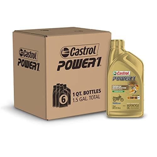 Castrol Power1 4T 5W-40 Full Synthetic Motorcycle Oil, 1 Quart, Pack of 6