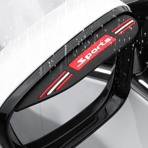 Pincuttee 2PC Side Mirror Visor Rain GuardsCar Rear View Mirror Rain CoverSilicone Rain ShieldMirror Cover Rubber Visor GuardBlackSport2Pack
