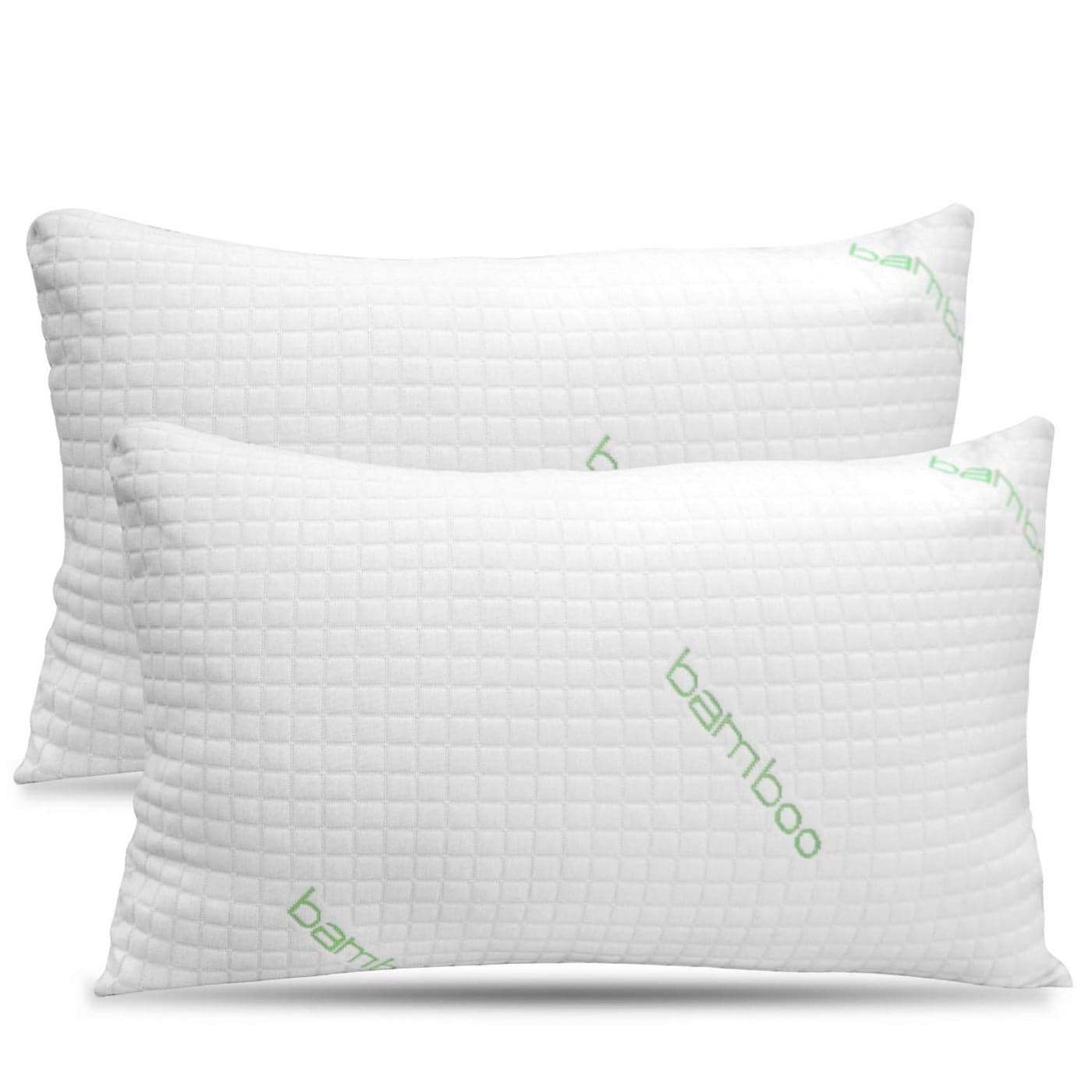 2 Pack King Size Rayon Derived from Bamboo Pillows Cooling Shredded Memory Foam Pillow Sets for Sleeping for Back Stomach Side Sleepers Adjustable Washable Cover King Pack of 2