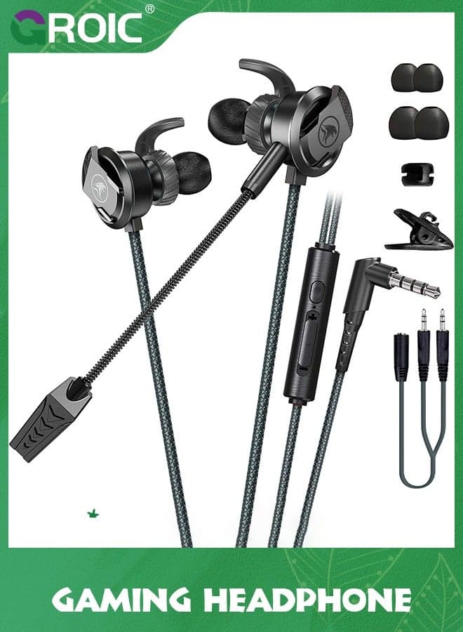Black 3.5 MM Gaming Headphone Wired Gaming Earphone Noise Cancelling Stereo Bass E-Sport Earphone with Adjustable Mic for PS4, Xbox One, Laptop, Cellphone, PC