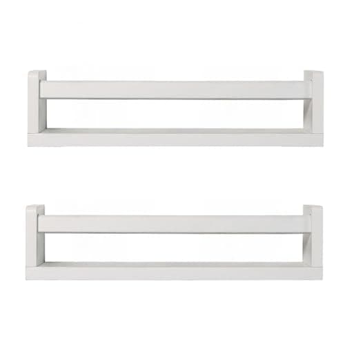 JORIKCHUO Nursery Book Shelves Set of 2 Wood Floating Shelves for Kids Room Kitchen Spice Rack or Rustic Wall Mounted Farmhouse Bathroom Dcor Rustic White