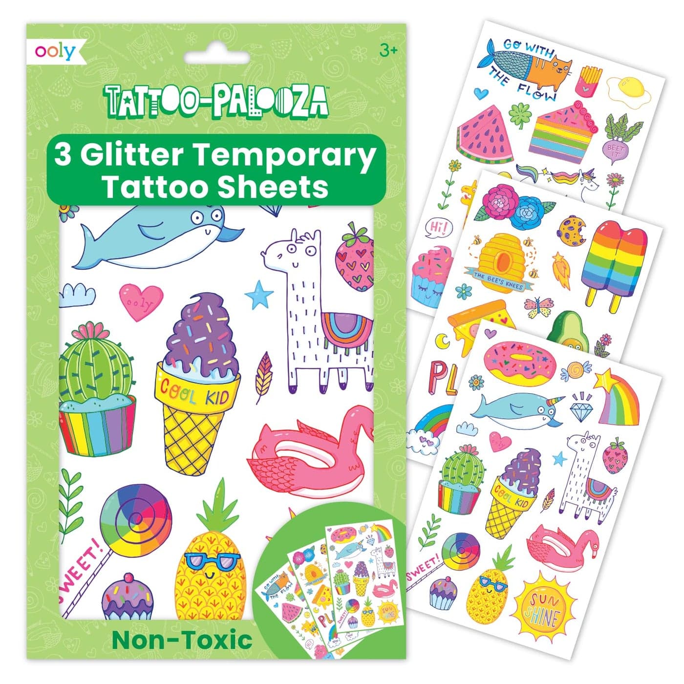 Ooly 50 Glitter Temporary Tattoos For Kids Safe NonToxic Temporary Tattoo Party Favors Summer Crafts for Kids 48 Great Goodie Bag Stuffers Fun Birthday Decorations Doodle World