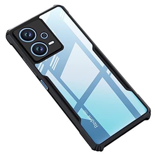 CEDO Backcover for Redmi Note 12 Pro (5G) | Camera Protection Shockproof Bumper-Edge | Acrylic Crystal Clear Transparent Back Cover (Black)