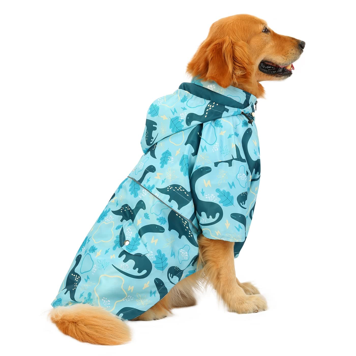 HDE Dog Raincoat Poncho Double Layer Zip Rain Jacket with Removable Hood Leash Hole for Small to 3XL Dogs and Puppies Dinosaurs XL