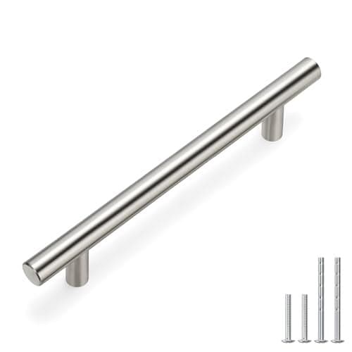 homdiy Brushed Nickel Cabinet Pulls 40 Pack Cabinet Handles Cabinet Pulls 5in(128mm) Hole Center Stainless Steel Drawer Pulls Kitchen Modern Euro Style Dresser Drawers