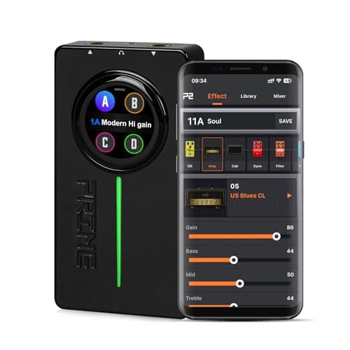 MOOER P2 Multi-Effects Pedal Processor, Stereo Electric Guitar Bass Guitar Pedals with Amp MIDI Looper Drum Machine OTG Touch Screen for Performance Practice