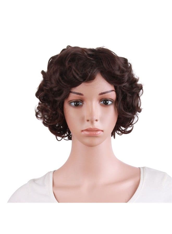 11.8 Inch/30 cm Special Elderly Short Curly Fashion Wigs(Dark Brown)
