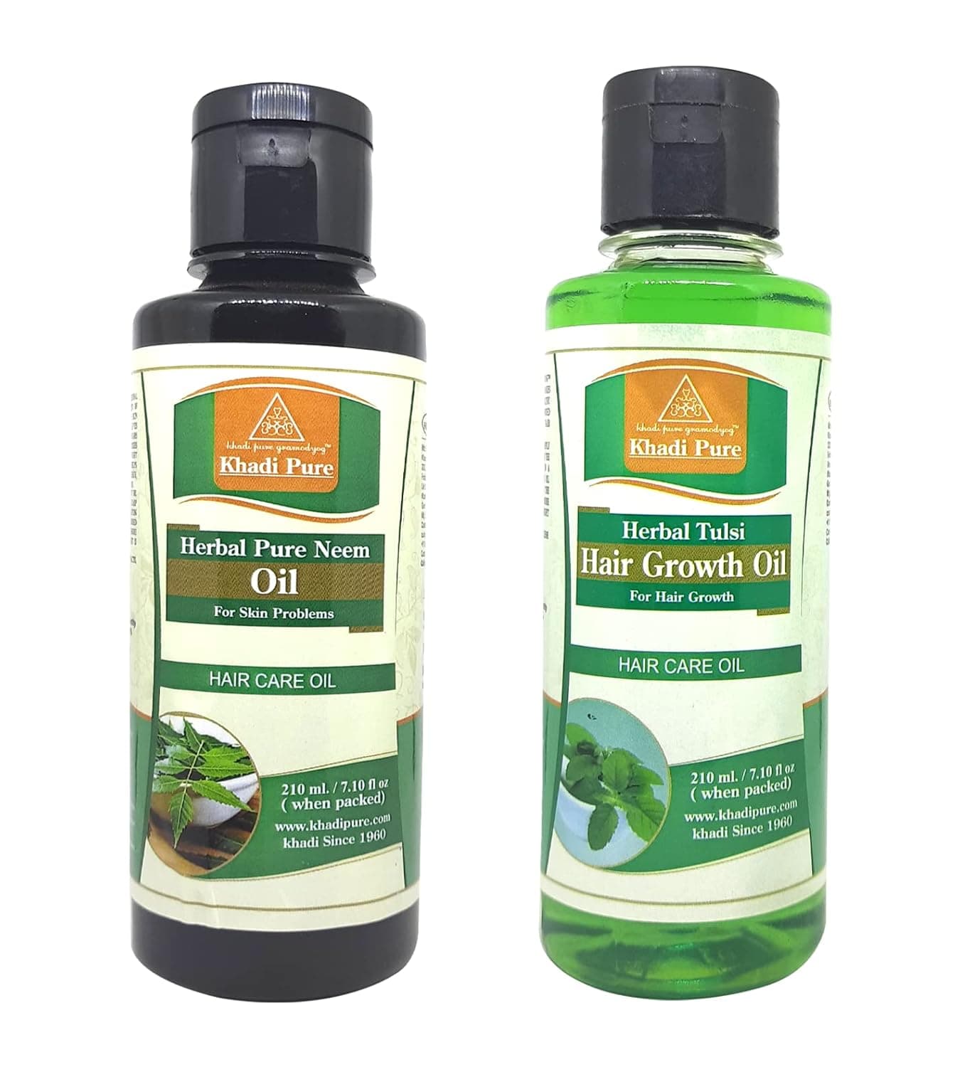 Khadi Pure Neem Tulsi Hair Growth Hair Oil 210 ml Pack of 2