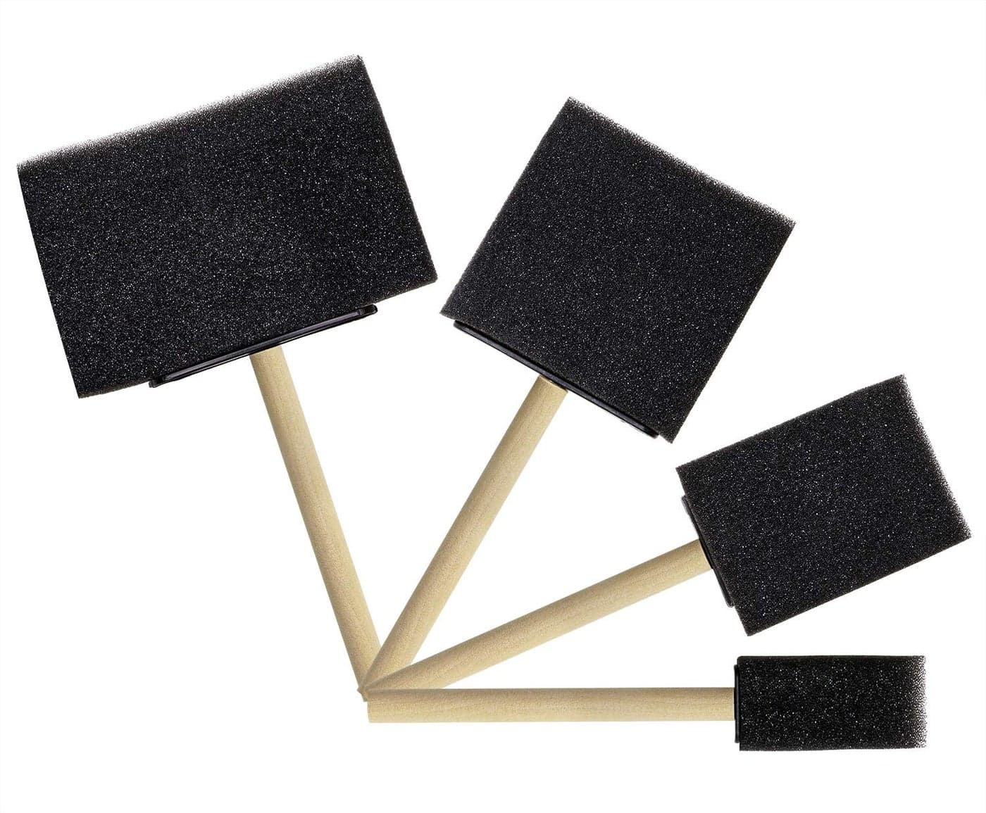 Tupalizy Assorted Sizes Sponge Brushes for Painting DIY Crafts Foam Paint Brush with Wooden Handles for Staining Stencils Art Project Decoupage Acrylics Varnishes Enamel Wood Smooth Surface4PCS